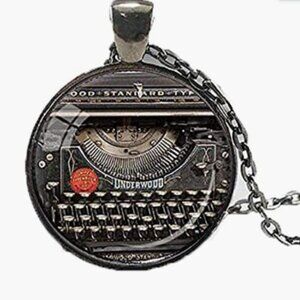 Vintage Black Typewriter Pendant Necklace